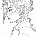 cyberpunk bisexual anime tattoo design idea