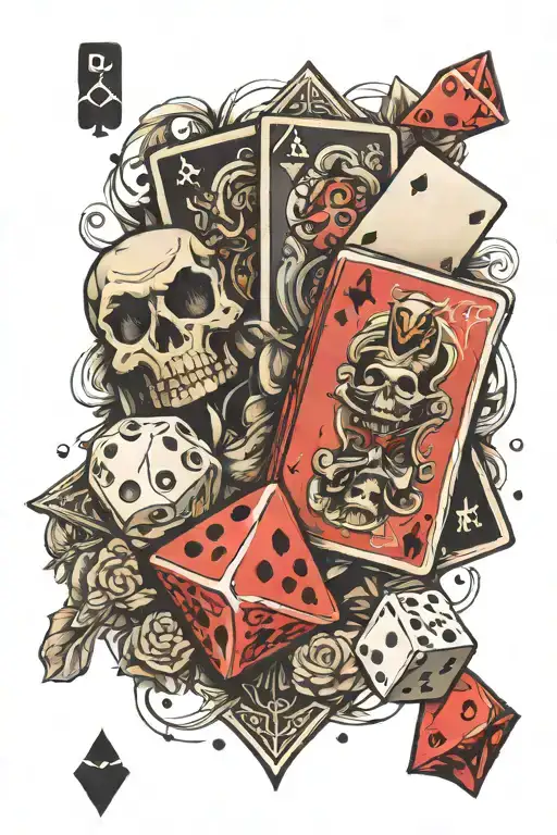 cards and dice  tattoo design idea