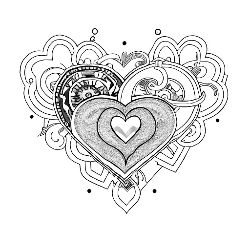 G and E with heart tattoo design idea