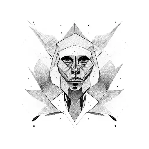 face split with line tattoo design idea