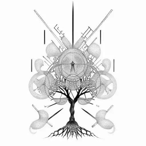 dna tree illustration tattoo design idea