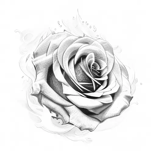 rose with fire tattoo design idea