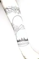 Arm sleeve with maple trees, pulsar map, compass, and someone falling into a void tattoo design idea
