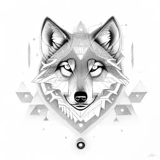Triqueta, tetragramaton, wolf crying to the moon tattoo design idea