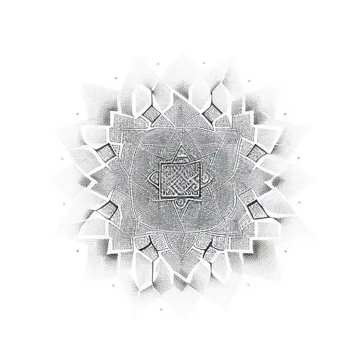 A silhouette of a mosque with geometric patterns inside, showcasing your devotion to Islam tattoo design idea