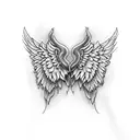 wings with stitches tattoo design idea