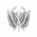 wings with stitches tattoo design idea
