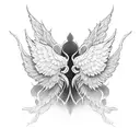 wings with stitches tattoo design idea