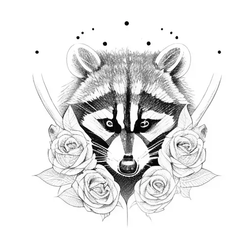 racoon matching couple tattoo design idea