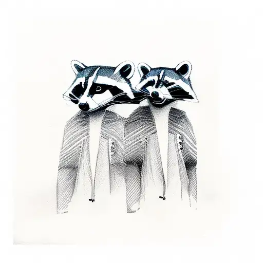 racoon matching couple tattoo design idea