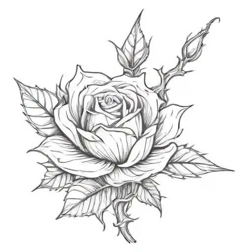 rosebud with thorns tattoo design idea