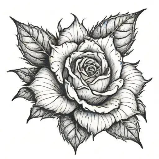 rosebud with thorns tattoo design idea