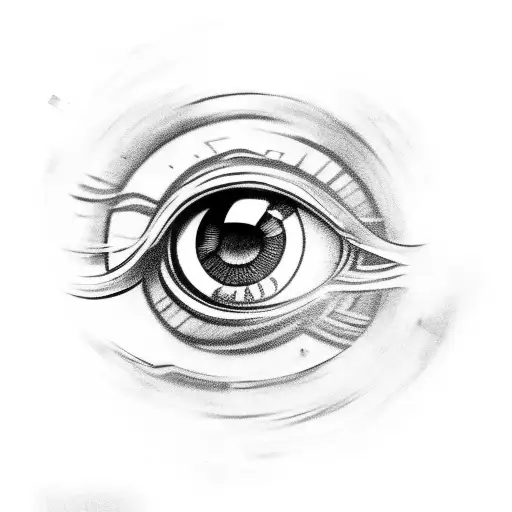 An eye made up of car parts tattoo design idea