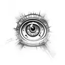 An eye made up of car parts tattoo design idea