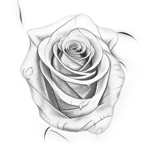 Dark sword piercing a smal white bloody rose tattoo design idea