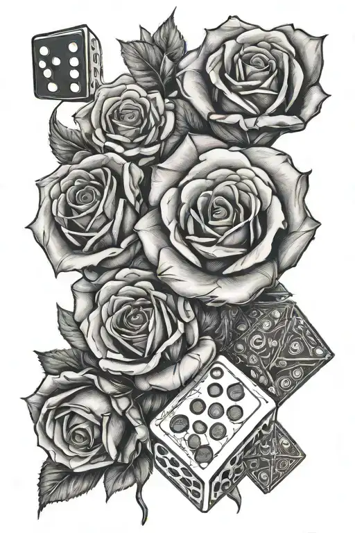 roses, 88, 35, 4 suits, dice tattoo design idea