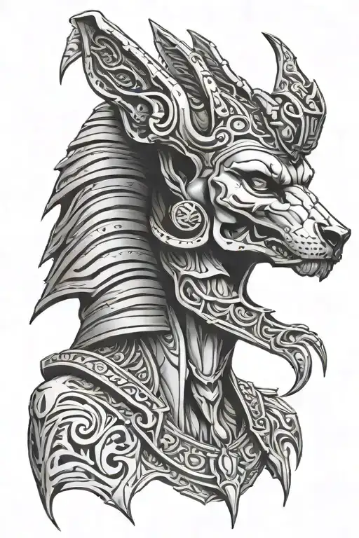 Skull Anubis tattoo design idea