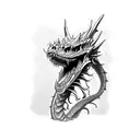 a dragon skeleton around the neck tattoo design idea