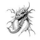 a dragon skeleton around the neck tattoo design idea
