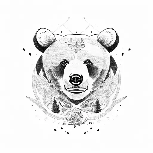 bear with guns tattoo design idea