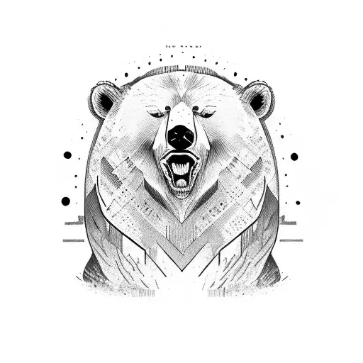 angry Siberian bear with a weapon tattoo design idea
