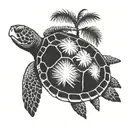 Sea Turtle With Palm Tree Growing On Back tattoo design idea
