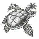 Sea Turtle With Palm Tree on Back tattoo design idea