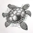 Sea Turtle With Palm Tree on Back tattoo design idea
