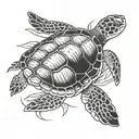 Sea Turtle With Palm Tree on Back tattoo design idea