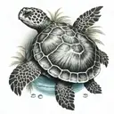 Sea Turtle With Palm Tree Growing On Back tattoo design idea