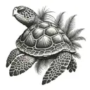Sea Turtle With Palm Tree Growing On Back tattoo design idea