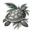 Sea Turtle With Palm Tree Growing On Back tattoo design idea