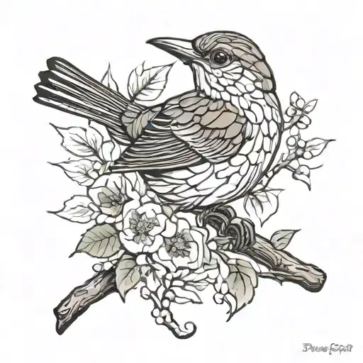 Fig bird tattoo design idea