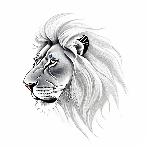 Lion with wind rose tattoo design idea