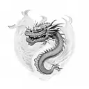 dragon face from the side and mouth open tattoo design idea