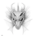 dragon face from the side and mouth open tattoo design idea