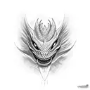 dragon face from the side and mouth open tattoo design idea
