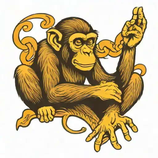 praying monkey sitting tattoo design idea