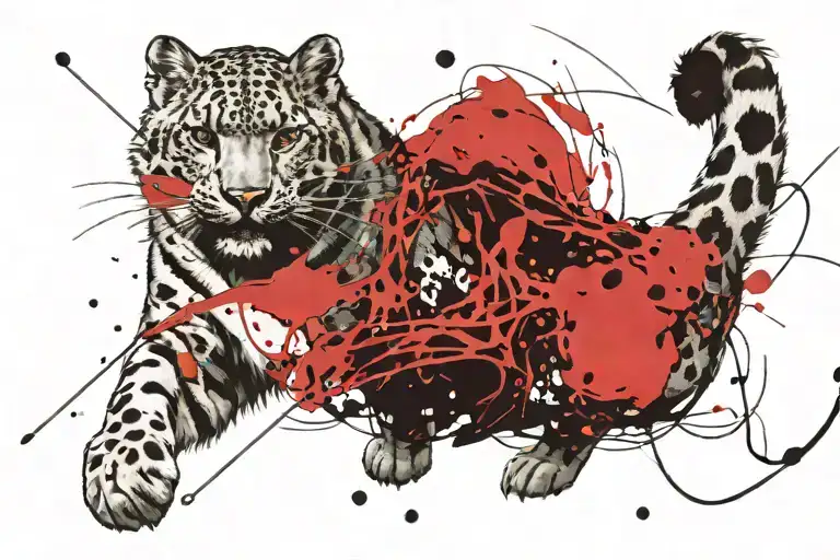 SNOW LEOPARD samuari fighting tattoo design idea