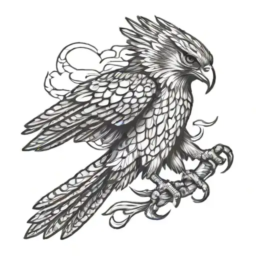attacking falcon tattoo design idea