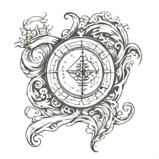 sic parvis magna writing with waves  tattoo design idea
