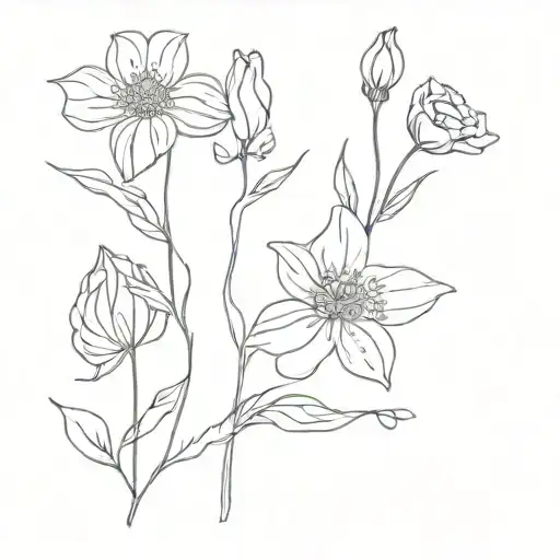 birthflower March May and july birth flower tattoo design idea