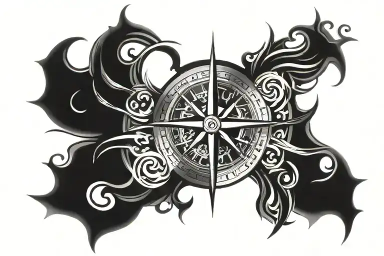 Viking compass design tattoo design idea