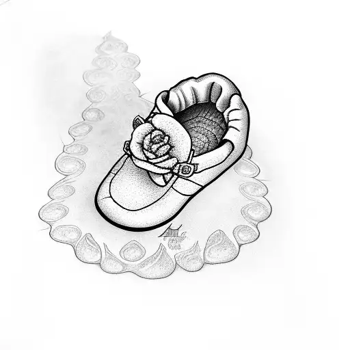 baby foot print with name Ari Rae and birth date 16/10/2023 with flower tattoo design idea