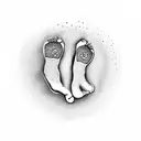baby foot print with name Ari Rae and birth date 16/10/2023 with flower tattoo design idea