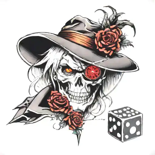 rosa de alucard de hellsing, brujula dice tattoo design idea