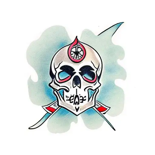 skull inspired dagger tattoo design idea