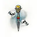 skull inspired dagger tattoo design idea