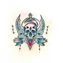 skull inspired dagger tattoo design idea