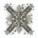 A geometric pattern inspired by the movements of martial arts forms, accented with delicate fleur-de-lis symbols tattoo design idea